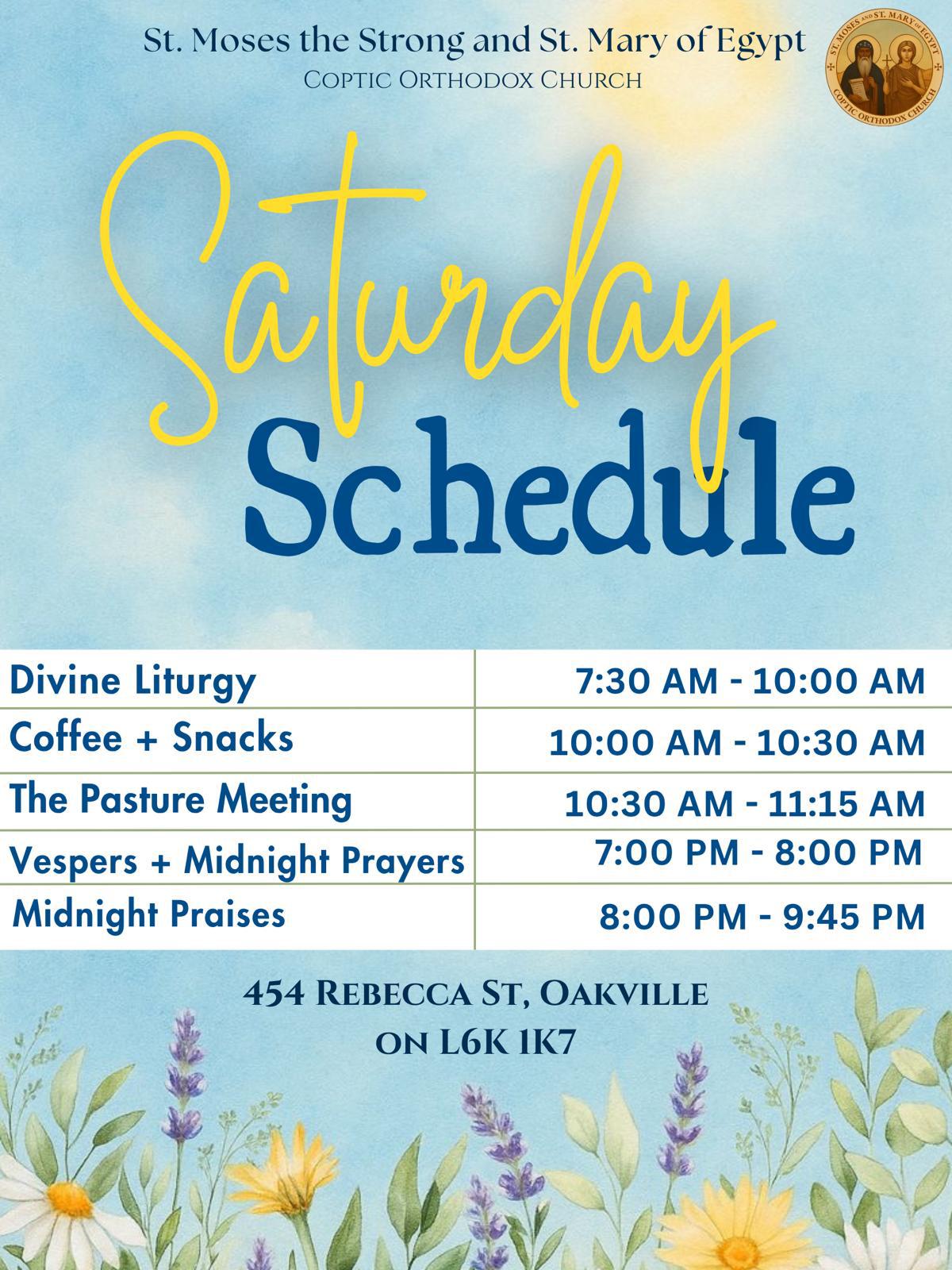 Saturday Schedule