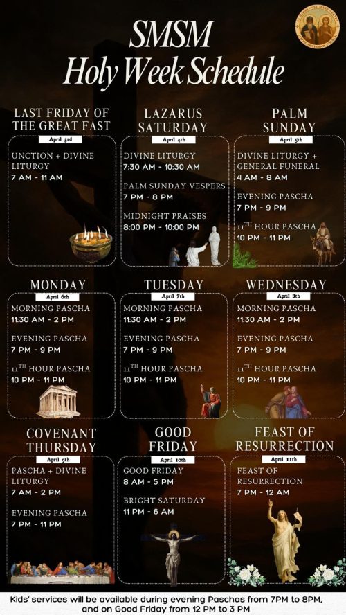 SMSM holy week schedule 2026